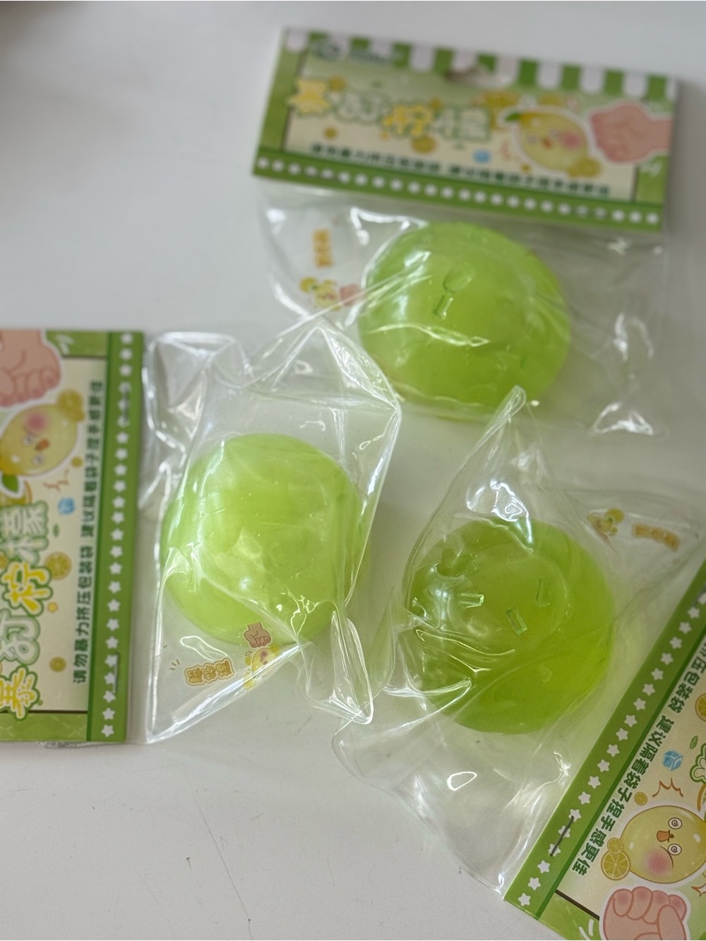 New! Green lemon Ball Water Squishy! Bright Lime color . Fidget Sensory toy!